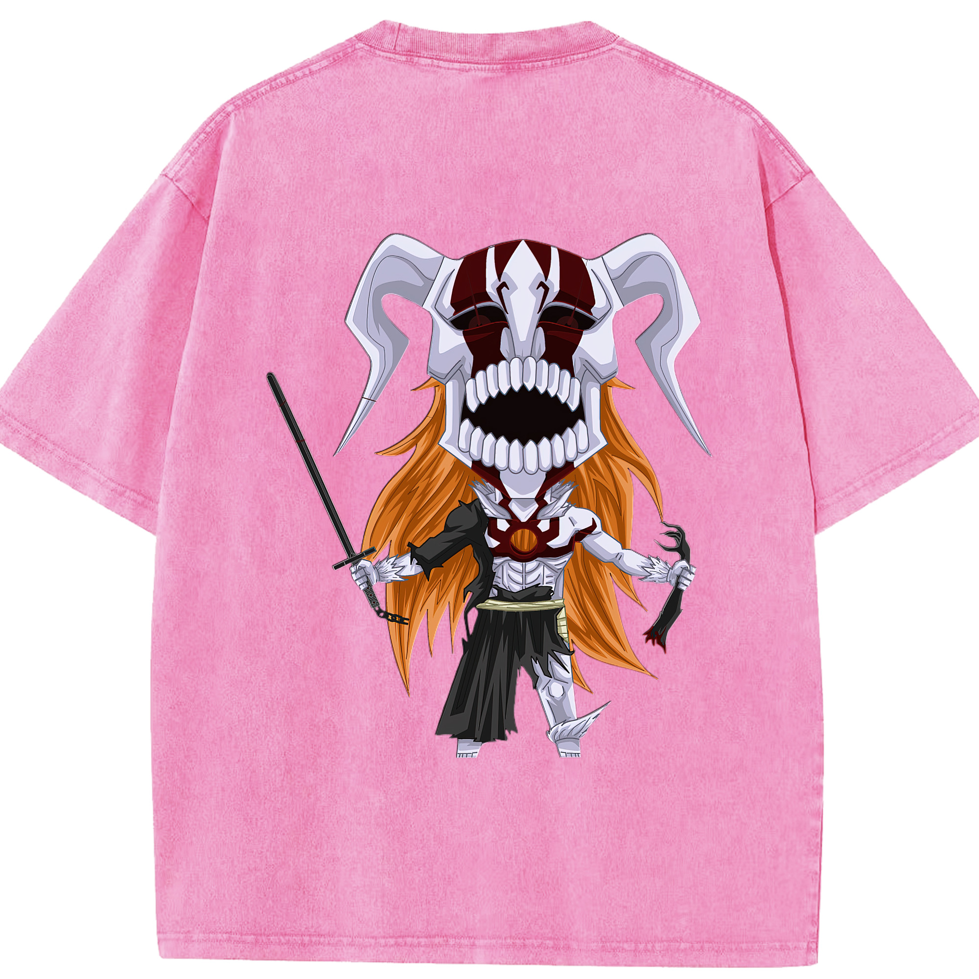 （画像用） ブリーチ 黒崎一護（くろさき いちご）BLEACH Kurosaki Ichigo 綿100% ヴィンテージ風 半袖Tシャツ（背面プリント）
